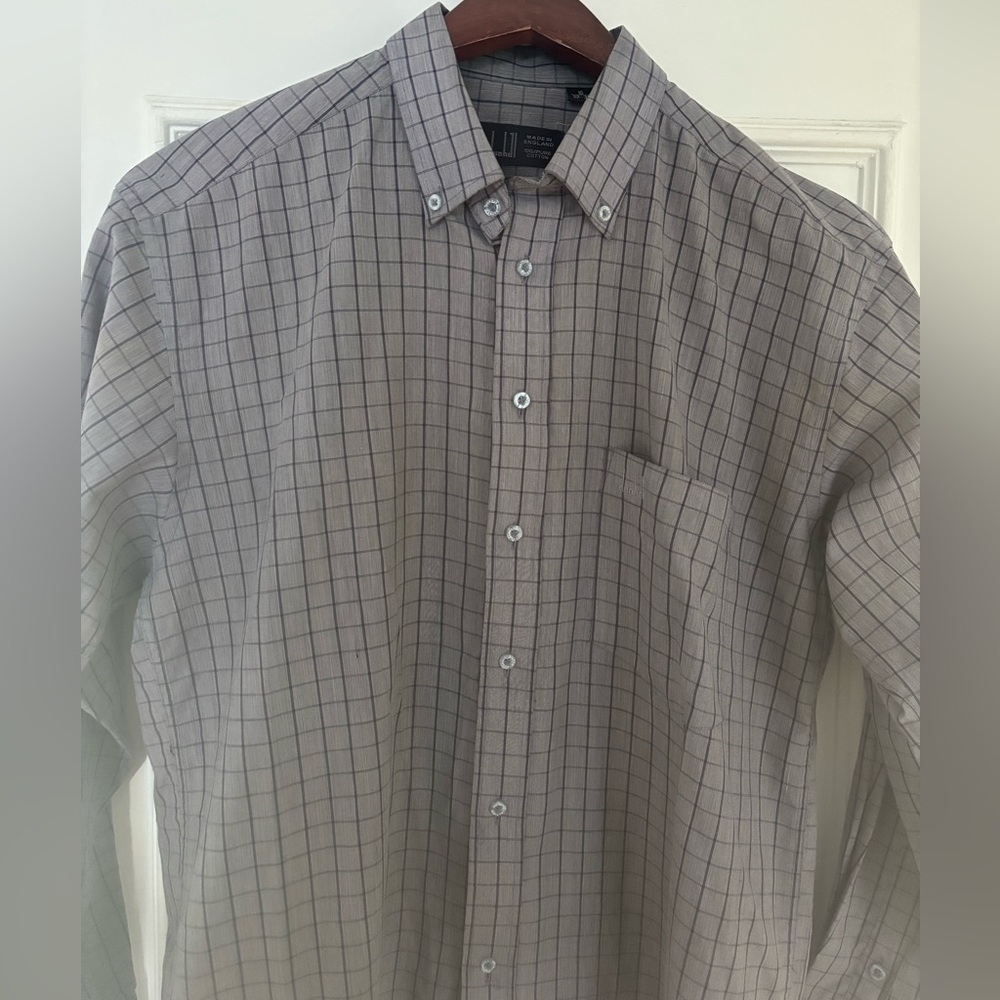 Dunhill Gray Plaid Button Down Shirt